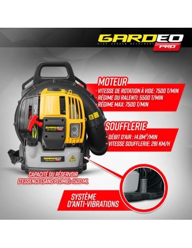 Souffleur thermique dorsal 52CC - 281km/H - Gardeo Pro
