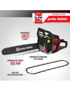 Tronçonneuse thermique 58CC - guide 50cm livrée avec 2 chaînes 2