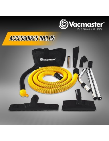 Aspirateur eau et poussières 1600W - 50L inox - 23 Kpa avec