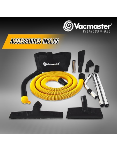 Aspirateur eau et poussières 1600W - 50L inox - 23 Kpa avec