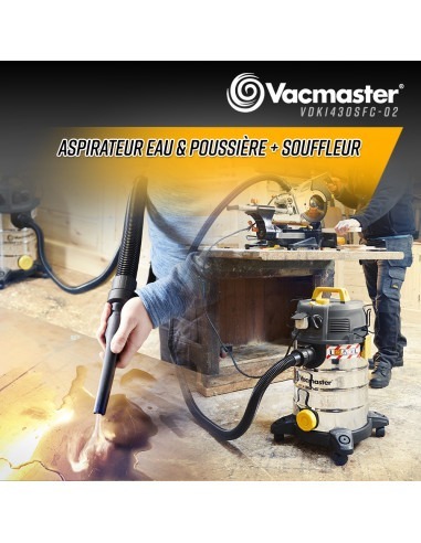 Aspirateur eau et poussières 1400W avec fonction décolmatage -