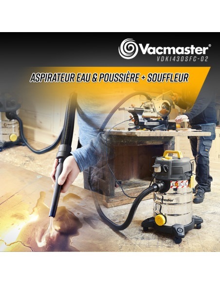 Aspirateur eau et poussières 1400W avec fonction décolmatage -