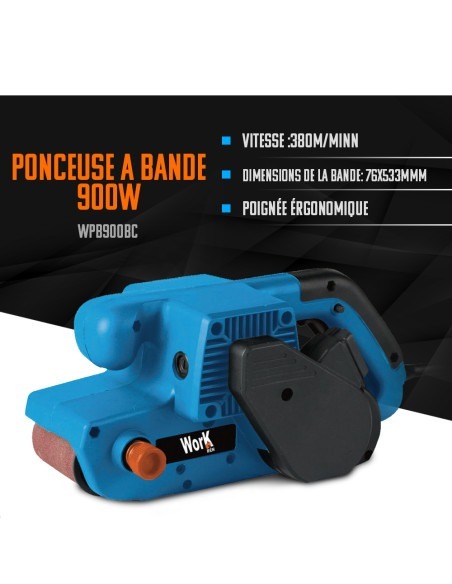 Ponceuse à bande 900W 76x533mm - Work Men