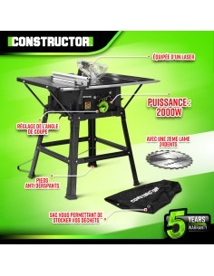 Table scie circulaire 2000W - 254mm - Livrée avec 2 lames (24 2