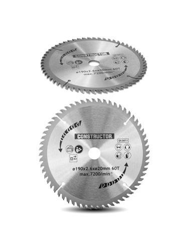 Lame 190mm - 60 dents pour scie plongeante Constructor