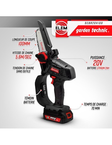Tronçonneuse portative rechargeable 20V - Livrée avec batterie