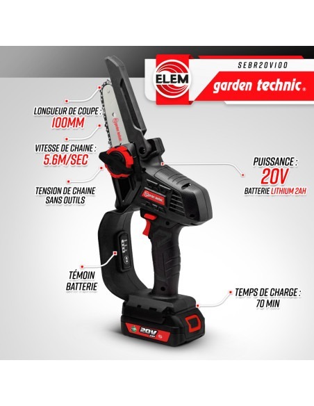 Tronçonneuse portative rechargeable 20V - Livrée avec batterie