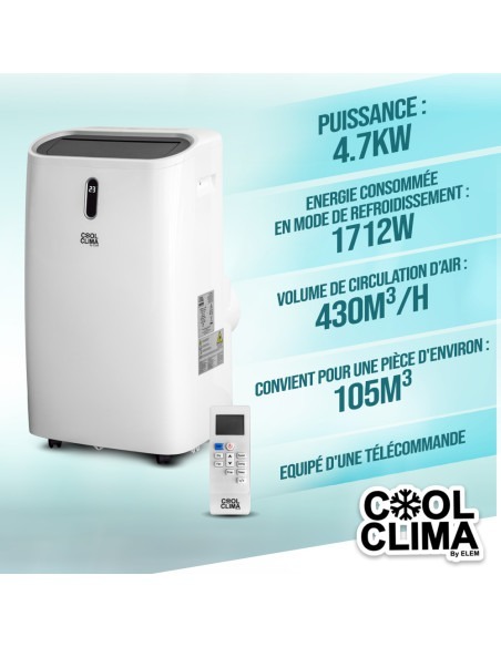 Climatiseur mobile 16000BTU - 4.7KW avec télécommande - Cool