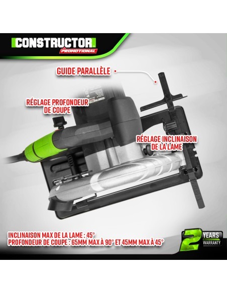 Scie circulaire 1200W avec lame de 185mm - Constructor