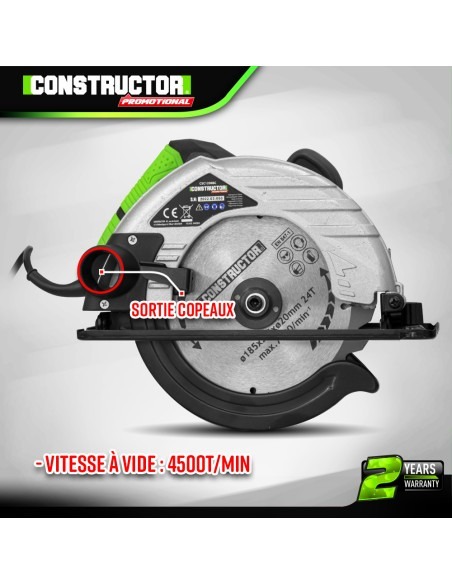 Scie circulaire 1200W avec lame de 185mm - Constructor