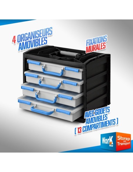 Bloc de rangement avec 4 organiseurs - Workmen