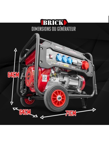 Groupe électrogène max 6000W avec roues et prise triphasée -