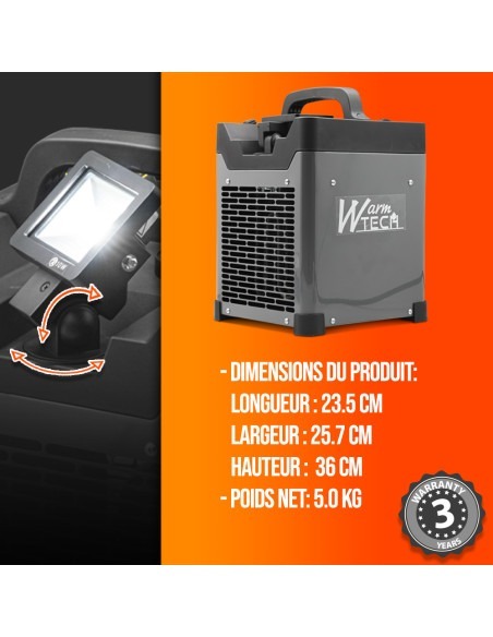 Chauffage d'atelier 3000W + USB + éclairage led - Warmtech