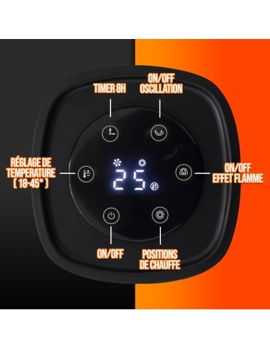 Radiateur céramique 2000W avec effet flamme - Warm Tech