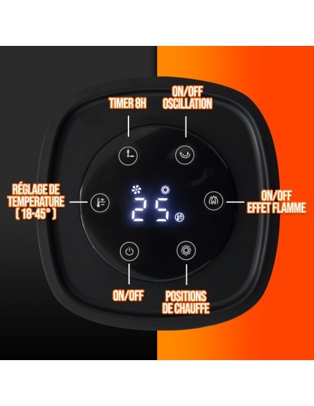 Radiateur céramique 2000W avec effet flamme - Warm Tech
