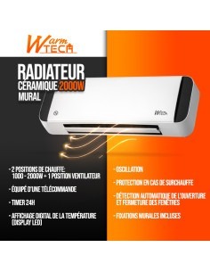 Radiateur céramique mural 2000W - Warm Tech 2