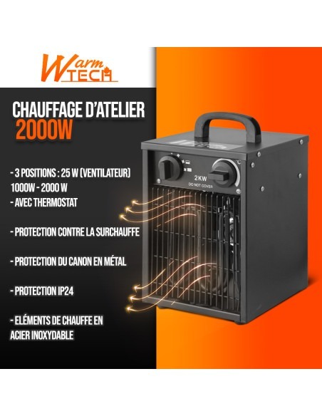 Chauffage d atelier 2000W avec thermostat - Warm Tech