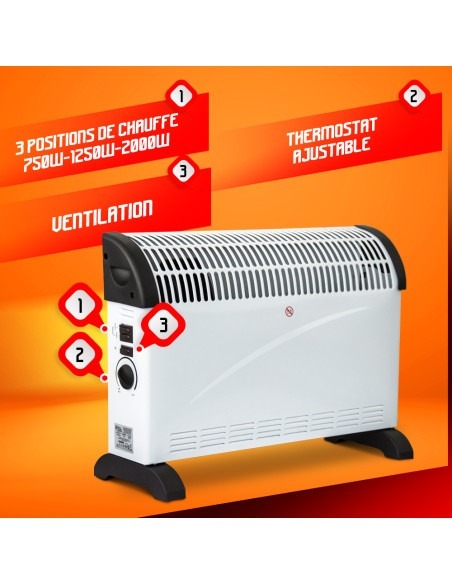 Convecteur 2000W + Ventilation turbo - Warm Tech
