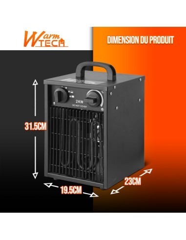 Chauffage d atelier 2000W avec thermostat - Warm Tech