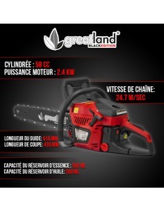 Tronçonneuse thermique 58CC - guide 51.5cm - Greatland Black 2