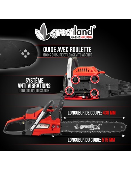 Tronçonneuse thermique 58CC - guide 51.5cm - Greatland Black