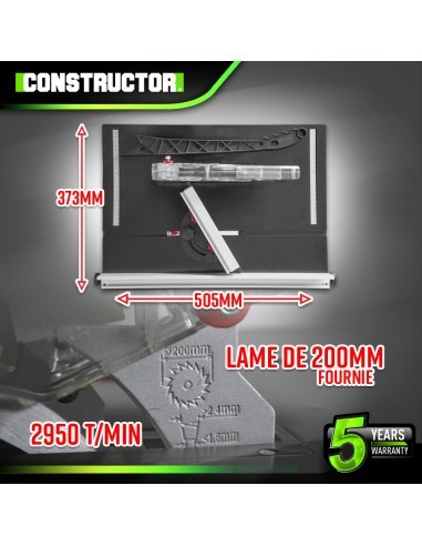Scie circulaire sur table 800W - Lame 200mm 24 dents -