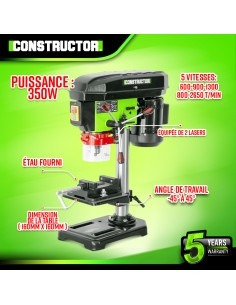 Perceuse à colonne 350W avec étau et laser - 13mm - 5 vitesses 2