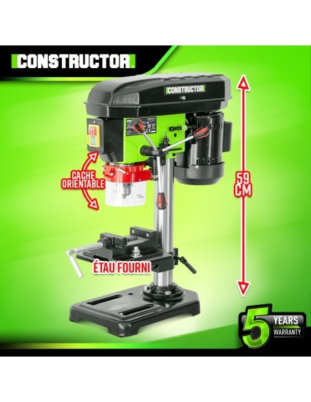 Perceuse à colonne 350W avec étau et laser - 13mm - 5 vitesses