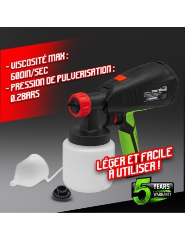 Pistolet peinture basse pression 400W - 800ml - Constructor