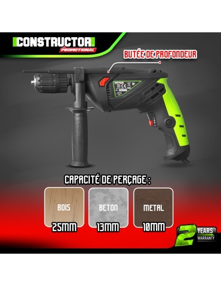 Perceuse percussion 710W - Mandrin autoserrant 13mm -