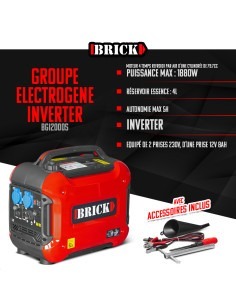 Groupe électrogène inverter silencieux max 1880W - 2 prises - 2