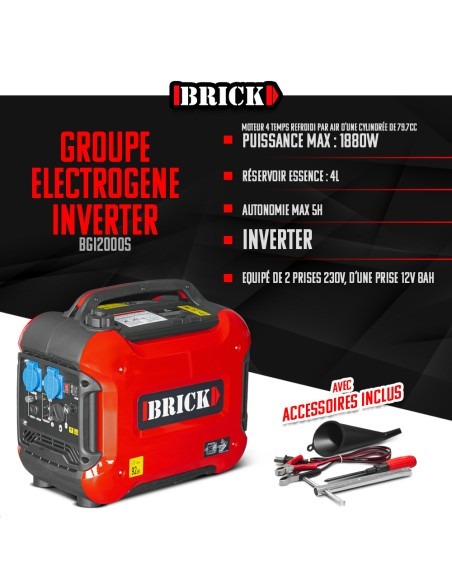 Groupe électrogène inverter silencieux max 1880W - 2 prises -