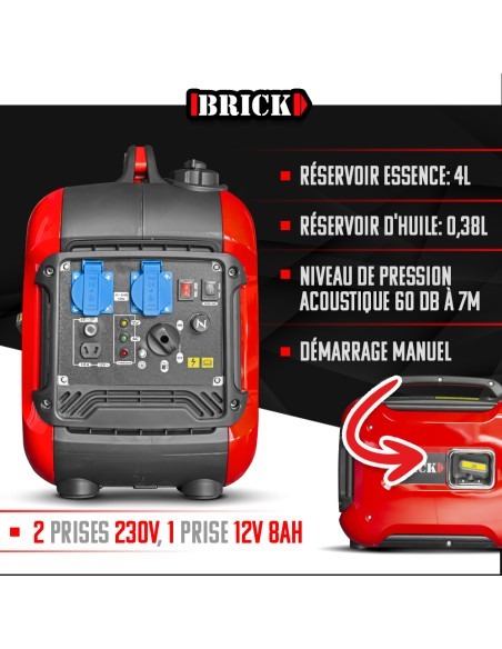 Groupe électrogène inverter silencieux max 1880W - 2 prises -