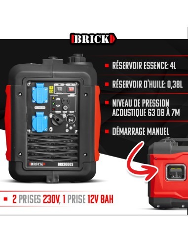 Groupe électrogène inverter silencieux max 2900W - 2 prises -