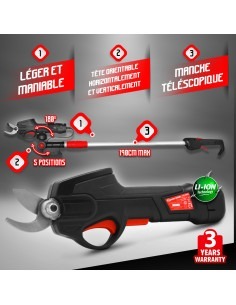 Sécateur rechargeable 7.2V lithium avec perche télescopique - 2