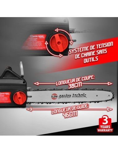 Tronçonneuse électrique 2000W - Guide 40cm - Elem garden