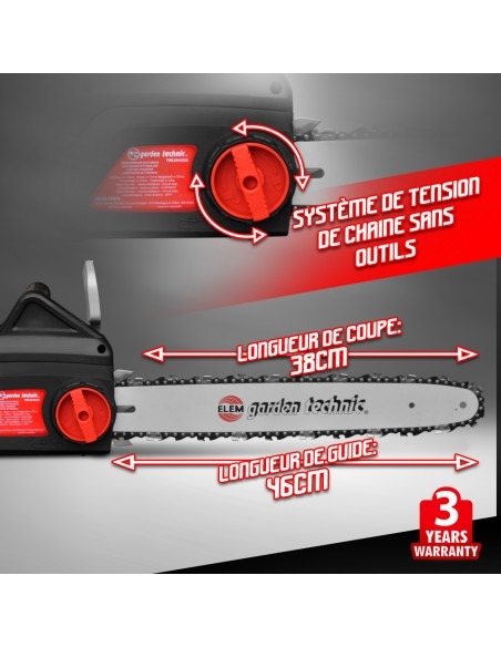 Tronçonneuse électrique 2000W - Guide 40cm - Elem garden