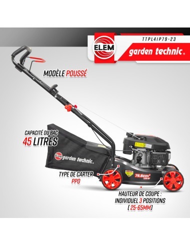 Tondeuse thermique poussée 79.8CC avec carter en plastique -