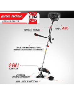 Débroussailleuse thermique 43cc - bobine + lame - Elem Garden 2