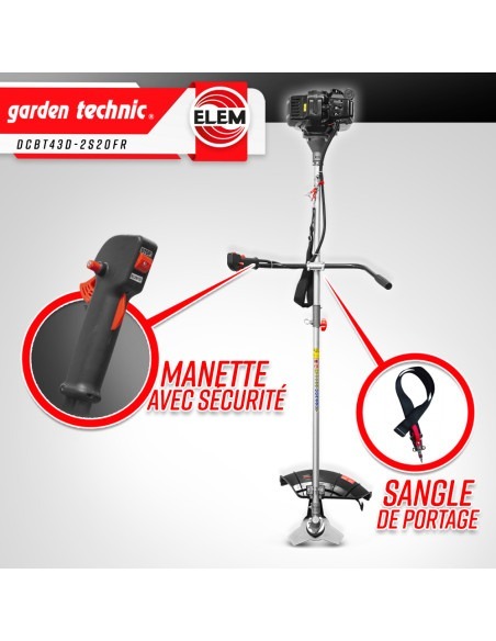 Débroussailleuse thermique 43cc - bobine + lame - Elem Garden