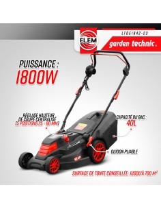 Tondeuse à gazon électrique 1800W - 42CM - Elem Garden 2
