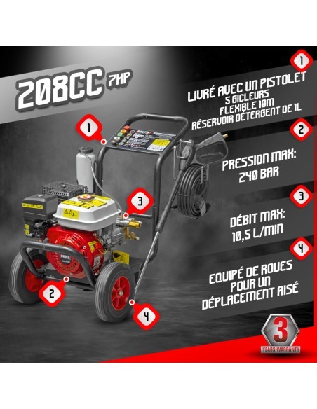 Nettoyeur haute pression thermique 240 bars max - 208CC - Brick