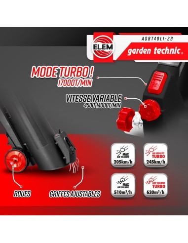 Aspirateur souffleur broyeur rechargeable 2x20V livré avec