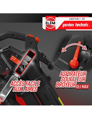 Aspirateur souffleur broyeur rechargeable 2x20V livré avec