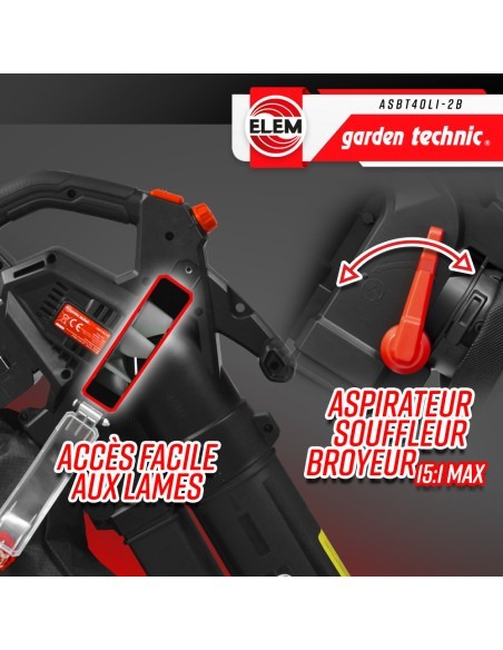 Aspirateur souffleur broyeur rechargeable 2x20V livré avec