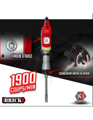 Marteau piqueur 1700W - 60 Joules avec coffret - Brick