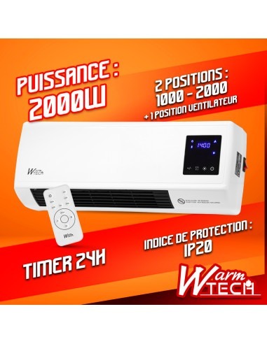 Radiateur céramique mural 2000W - Warm Tech