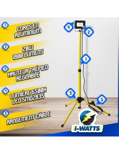 Spot LED 20W sur trépied - I-Watts
