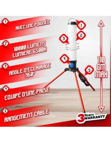Projecteur LED de chantier 360° - 100W sur trépied - I-Watts