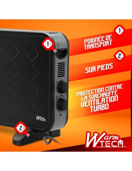 Convecteur 2000W + Ventilation turbo - Warm Tech